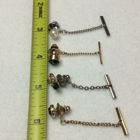 FINAL SALE PRICE Men’s Tie Tacks - Green, Black , Pearl & Tiger Eye - Picture 2 of 9